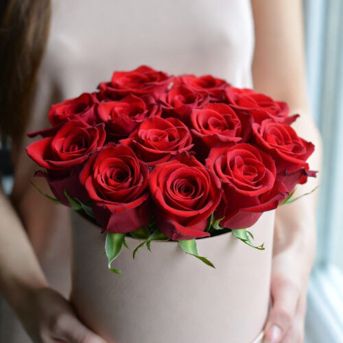 Flowerbox z czerwonych róż