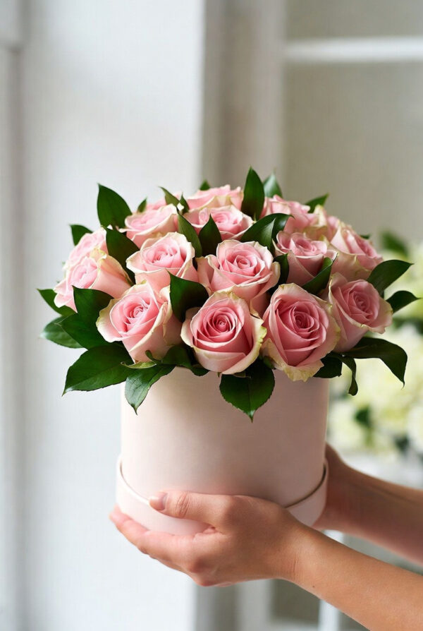 Flowerbox z róż różowych